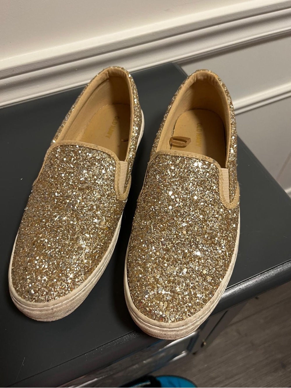 Old Navy Gold Glitter Slip-On Flats